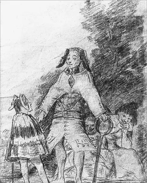 Farcical scene; satirical drawing by Francisco Goya, in the Prado Museum in Madrid