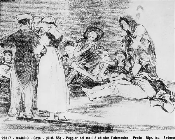 'The worst is to beg', drawing by Goya, in the Prado Museum in Madrid
