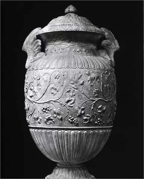 Large marble vase, from the Roman period, decorated in relief with vegetable designs, and with swan-shaped handles, in the Vatican Museums, Vatican City