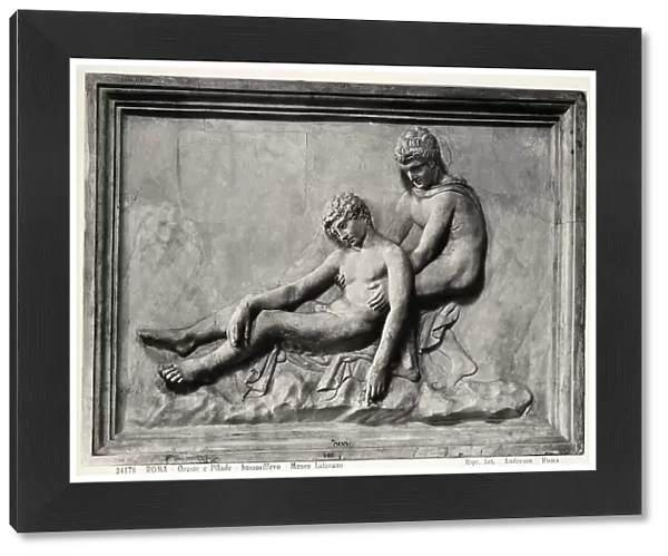 Bas-relief depicting Orestes and Pylades. Sculpture, Lateran Museum, Rome. Today in Gregoriano Profano Museum (formerly Lateran Museum), Vatican Museums, Vatican City