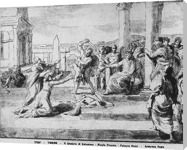The Judgment of Solomon. Drawing by Nicolas Poussin, preserved in the Royal Library, Turin