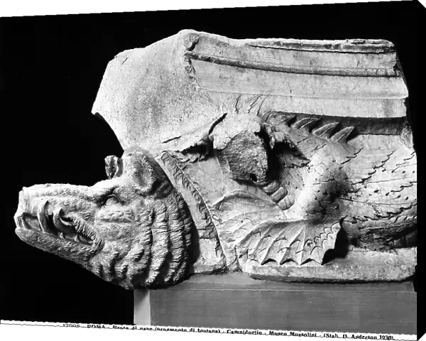 Roman sculpture depicting a ship's bow with the protome of a wild boar and a relief of the Hydra; it was once part of an ancient fountain, and now is in the Capitoline Museums, Rome