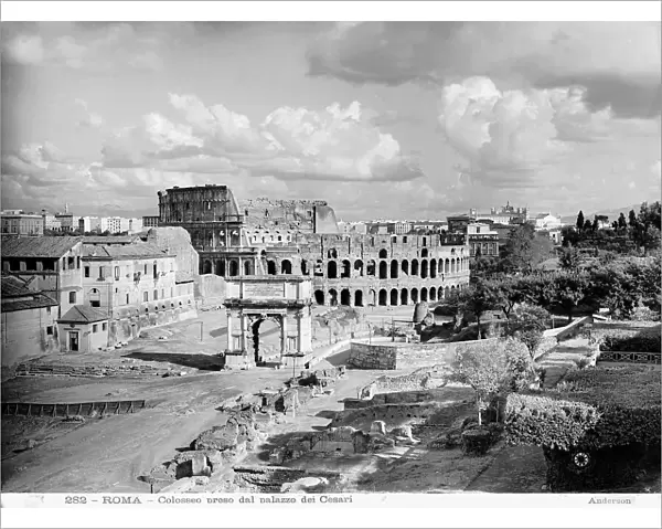 View of the Colosseum and the Arch of Titus, Rome