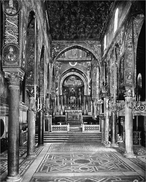 View of the central nave of the Palatina Chapel, Palermo