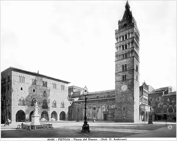 The Palazzo Comunale, the bell tower and the side of the Cathedral of Pistoia