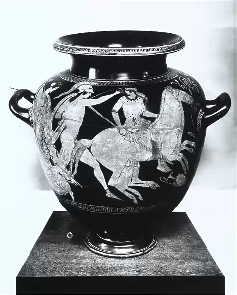 Attic stamnos with Achilles and Troilus preserved in the Gregorian Etruscan Museum, Vatican City