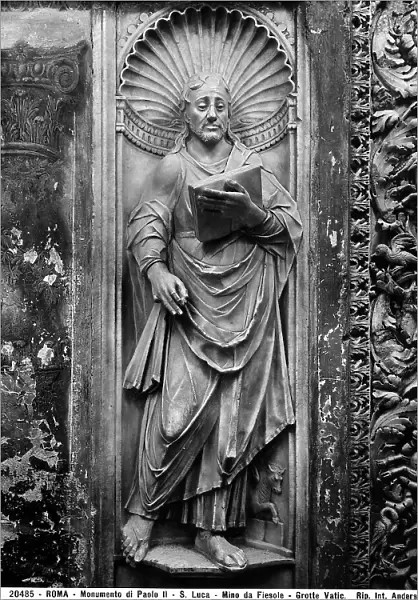 St. Luke; work by Mino da Fiesole, part of the monument to Pope Paul II. Preconstantinian Necropolis, Vatican City