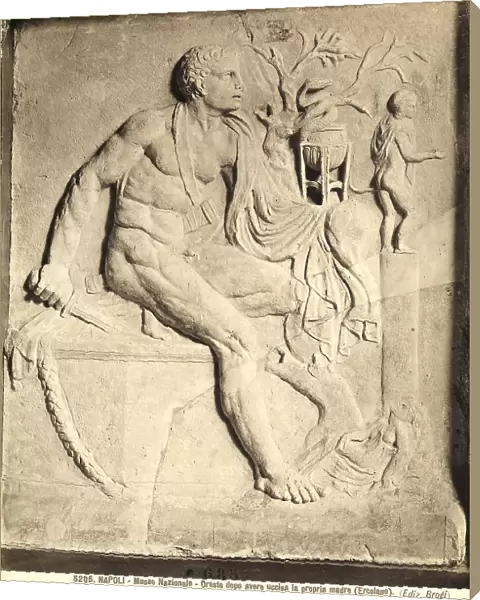 Bas relief depicting Orestes after the matricide, located at the National Archaeological Museum in Naples