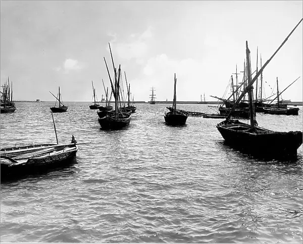 Fishing boats docked in Marsala's harbor