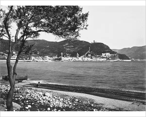 Panoramic view of Noli, a town in the province of Savona