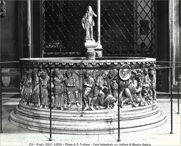 Baptismal font in the Church of Saint Frediano in Lucca