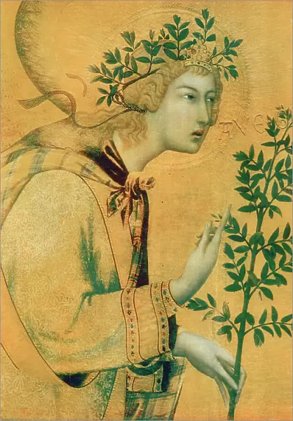 Archangel Gabriel, detail of a pianting depicting the Annunciation; work of Simone Martini and Lippo Memmi. Uffizi Gallery, Florence