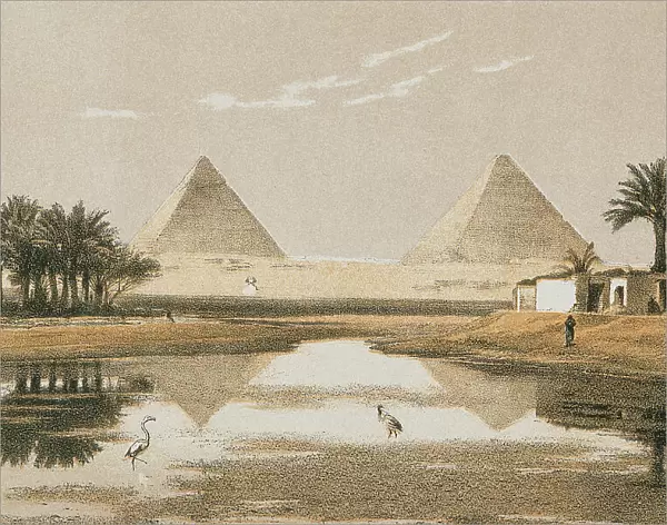 The Pyramids of Giza. Etching by Bernatz et alii