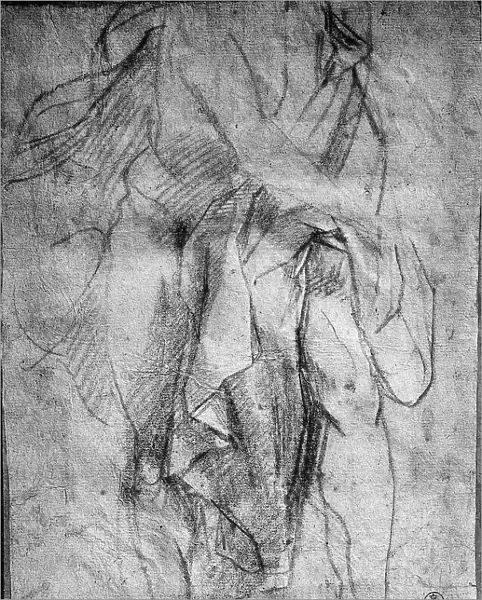Male nude and drapery. Study by Federico Barocci preserved in the Department of Drawings and Prints, Uffizi Gallery, Florence