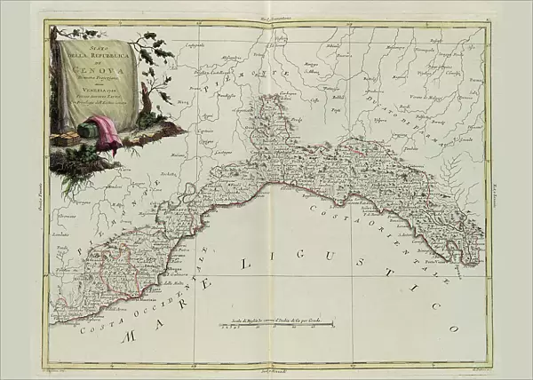 State of the Republic of Genoa, engraving by G. Zuliani taken from Tome II of the 'Newest Atlas' published in Venice in 1782 by Antonio Zatta, Private Collection