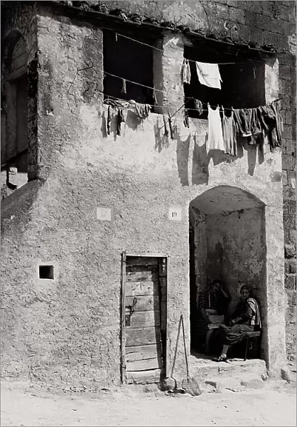 Rustic building with laundry hanging