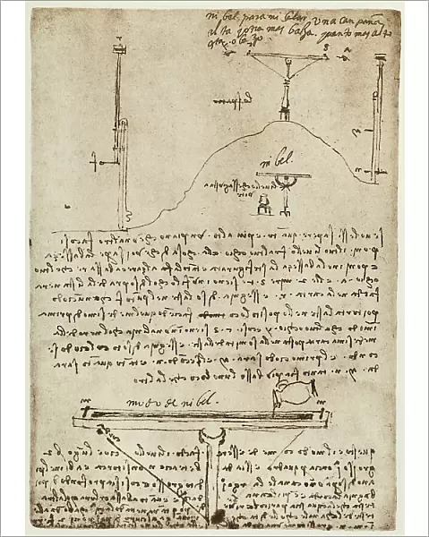 Study for measuring the distance between two planes; written by Leonardo da Vinci. Codex B(2173), c.65v, Institut de France, Paris