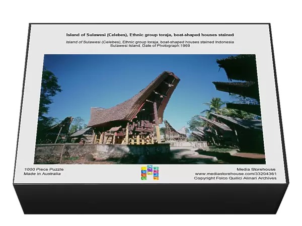 Island of Sulawesi (Celebes), Ethnic group toraja, boat-shaped houses stained