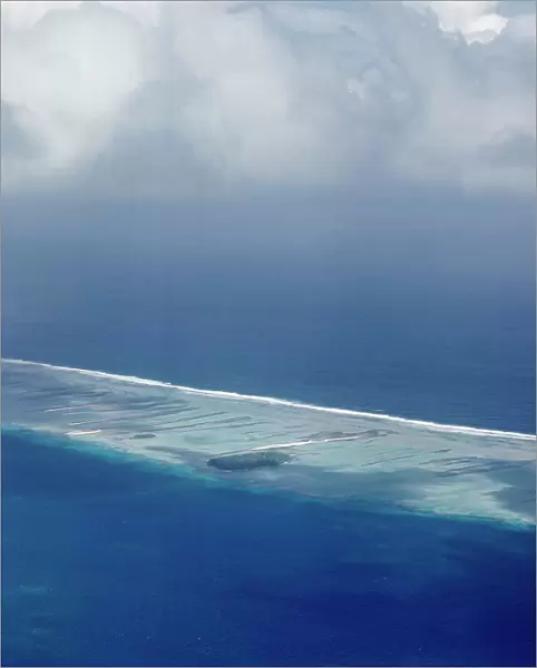 Tuamotu Islands. From the sky. Aerial views of coral reefs
