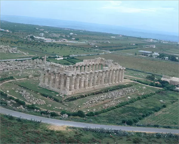 Selinunte: aerial view of the archaeological site with the Temple E