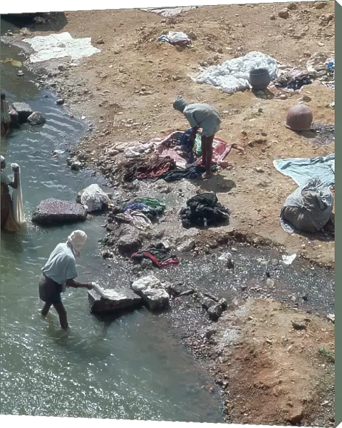 Washing clothes in the river, Madras, state of Tamil Nadu, India
