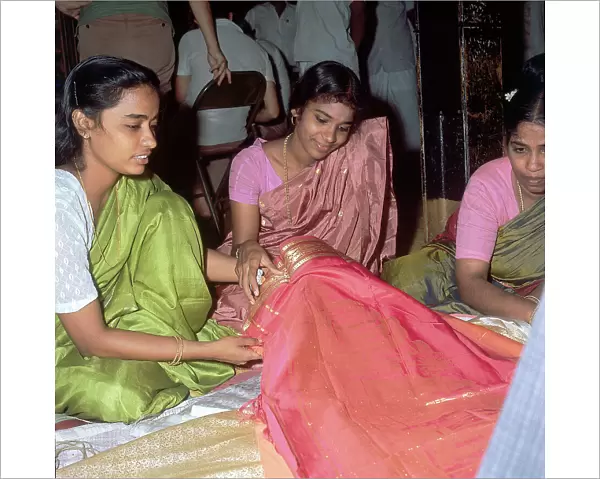 Group of women in a 'sari' shop