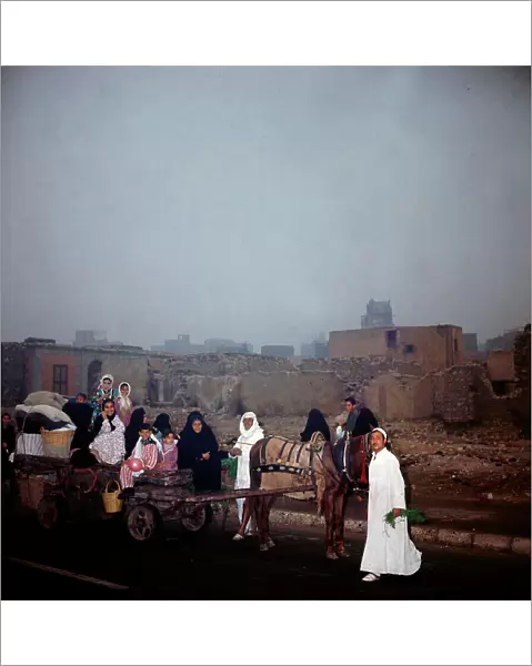 Cairo. Market at dawn with the arrival of the wagons from the land