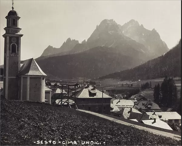 View of Sesto in Pustertal. In the background the Top Eleven