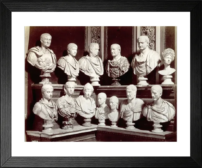 Framed Print : Busts of Roman Emperors in a room in the Capitoline Museums in Rome Framed Print : Busts of Roman Emperors in a room in the Capitoline Museums in Rome