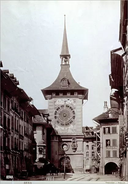 The Clock Tower, in Bern, enclosed among porticos and buildings