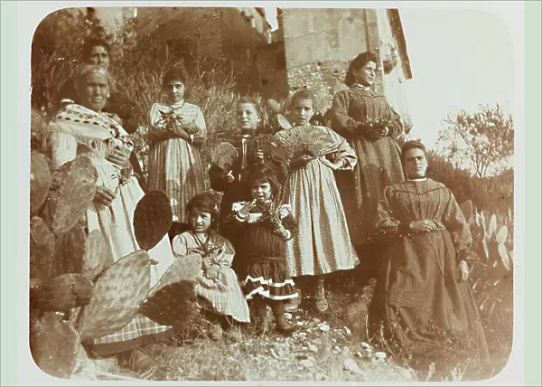Group of women and girls near Montecelio; postcard