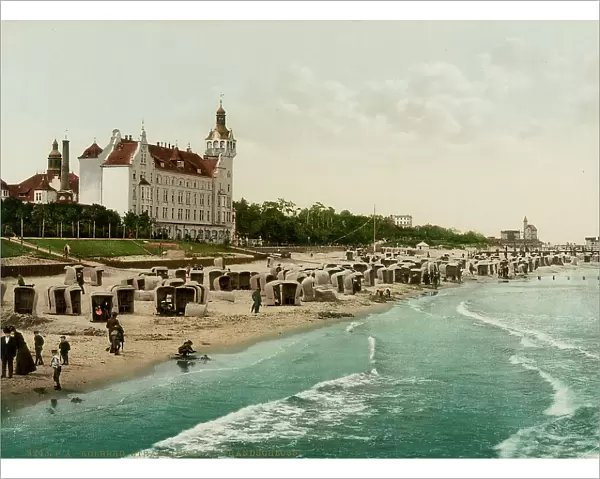 The castle and beach of Kolberg on the Baltic Sea