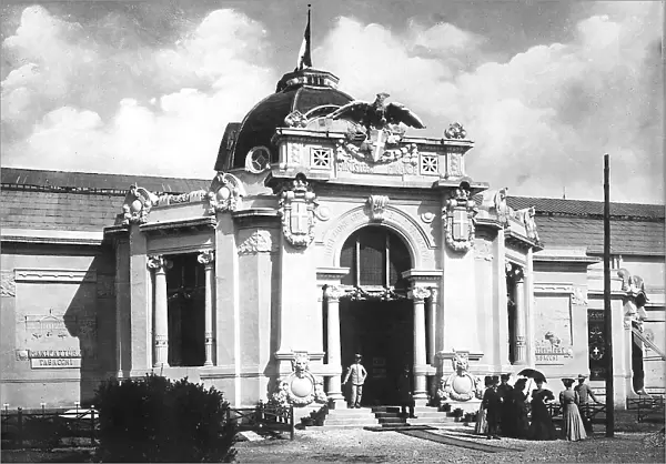 The Pavilion of the Tobacco Manufacturers at an Exposition: main entrance
