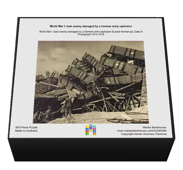 World War I: train enemy damaged by a German army explosion