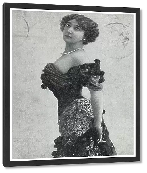 Portrait of Carolina Otero, known as La Belle Otero, Spanish dancer and actress; postcard