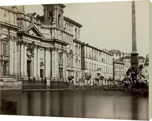 Piazza Navona flooded by water, Rome