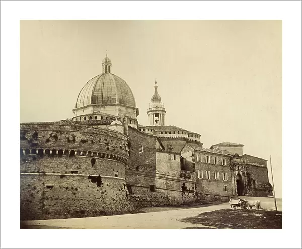 View of Loreto with the walls and the dome of the Sanctuary of the Holy House