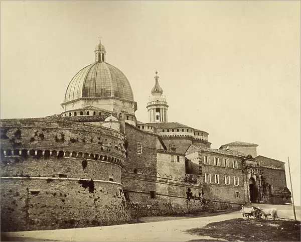 View of Loreto with the walls and the dome of the Sanctuary of the Holy House