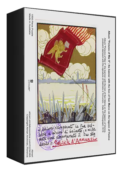 Album 'Pictures of War II': the banner with the lion of San Marco on the lagoon of Venice, postcard stamped with the signature of Gabriele d Annunzio