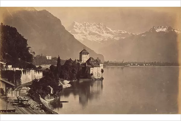 View of Chillon with the Dent du Midi mountain chain