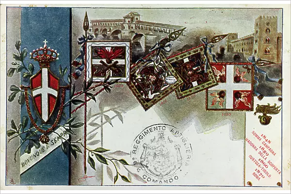 Postcard commemorating the 9 Regiment of Artillery