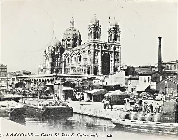 View of the Canal St Jean and the Cathedral known as la Major in Marseilles; postcard