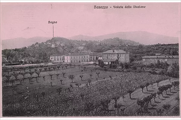 Besozzo train station, surrounded by planted fields, province of Varese