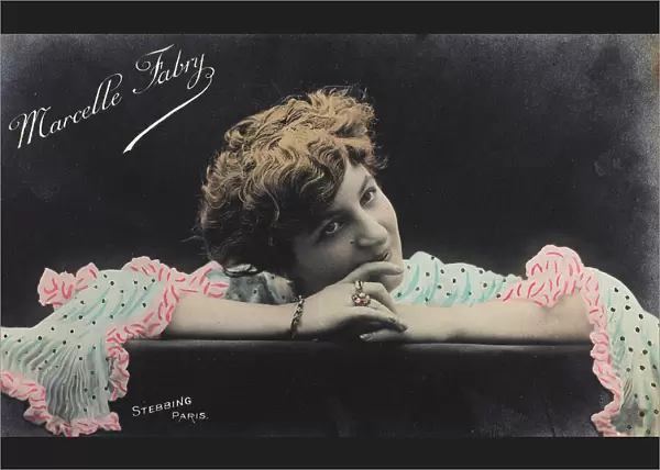 Portrait of the actress Marcelle Fabry, postcard