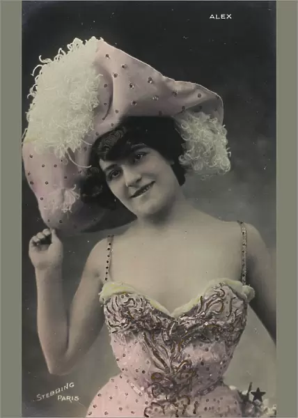Portrait of a young woman, postcard; the support contains the indication: Alex