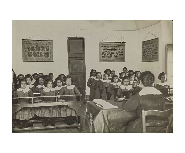Girls in the classroom of a religious institute