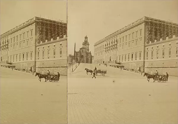Stereoscopic photography showing a street in Stockholm