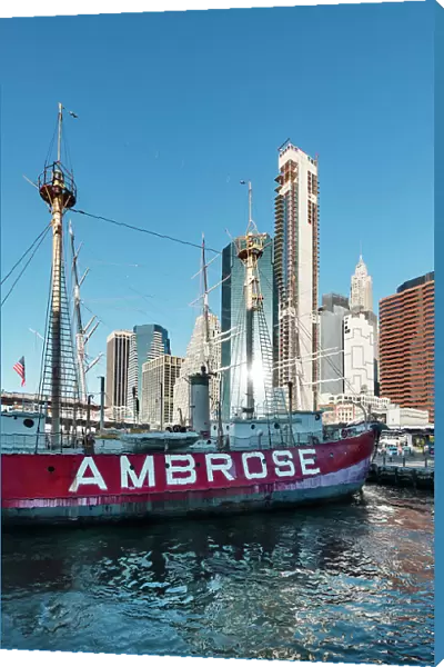 New York City, Lower Manhattan, South Street Seaport, Ambrose ship at Pier 16