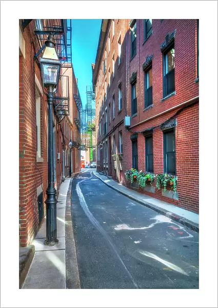 Massachusetts, Boston, typical narrow street scene