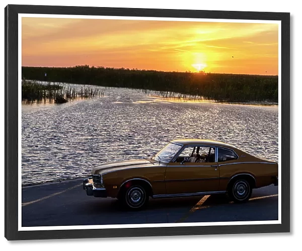 1970's Mercury Comet vintage car at sunset